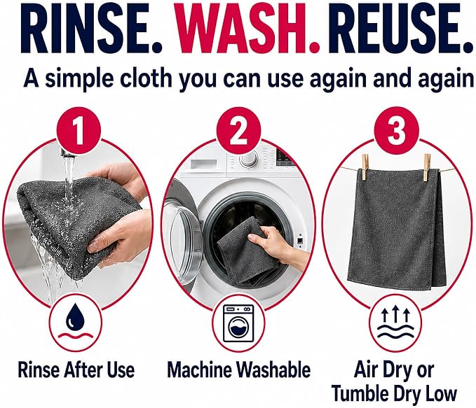 6Pcs XXL Genie Magic Cleaning Cloth, Microfiber Cleaning Cloths | Reusable, Lint-free and Streak-free Cloths for Mirrors, Windows, Kitchens, Bathrooms, Cars & Screens
