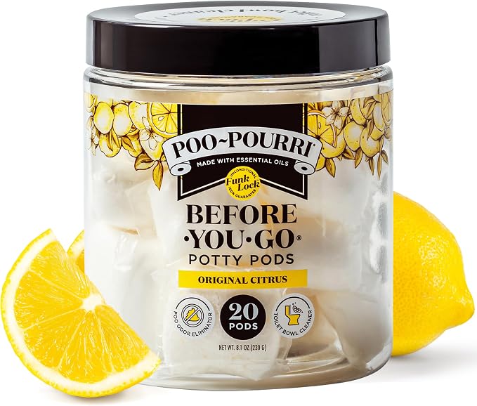 Poo~Pourri Original Citrus Before-You-Go 2-in-1 Toilet Potty Pods 20ct - Bathroom Odor Remover & Toilet Cleaner - Plant Based Ingredients & Essential Oils - with Lemon, Bergamot, & Lemongrass Scent