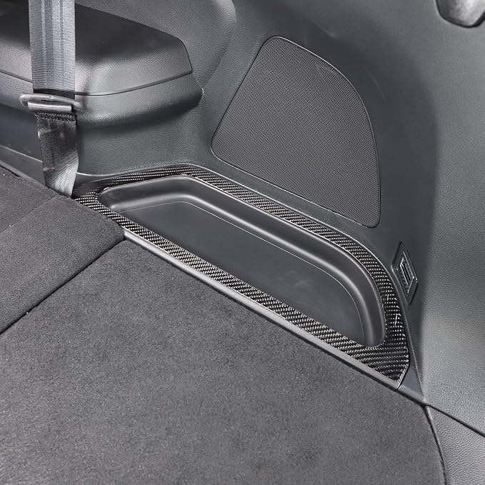 Rear Trunk Storage Box Slot Trim Cover for Honda Pilot 2016-2022/Passport 2019-2023, Rear Trunk Side Storage Organizer Bins Trim Frame Sticker, Carbon Fiber (Trunk Side Storage Slot Frame)