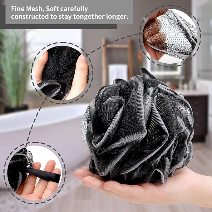 FARMOGA Bath Loofah Sponge Back Scrubber Shower Sponge Soft Mesh Exfoliator Pouf Shower Ball Bath Sponges for Women and Men Bath Accessories
