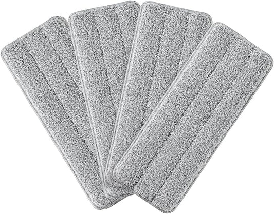 BOSHENG Flat Mop Pads, Reusable Mop Cleaning Refills, Microfiber Pads for BOSHENG Flat Mop or Mop Bucket System, Pack of 4 Washable 13-Inch Mop Heads - Grey