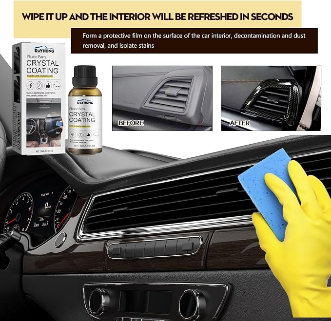 2PCS Plastic Parts Crystal Coating, Plastic Parts Crystal Coating for Car,Plastics Refurbishment Coating Car Interior Refurbishment Agent, Long Duration Plastic Parts Refresher Agent