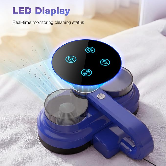Maircle Mattress Vacuum Cleaner, Corded Bed Vacuum with 253.7nm UV-C Light, Ultrasonic & High Heating 16Kpa Powerful Double-Cup Handheld Vacuum for Bed, Sofa, Couch