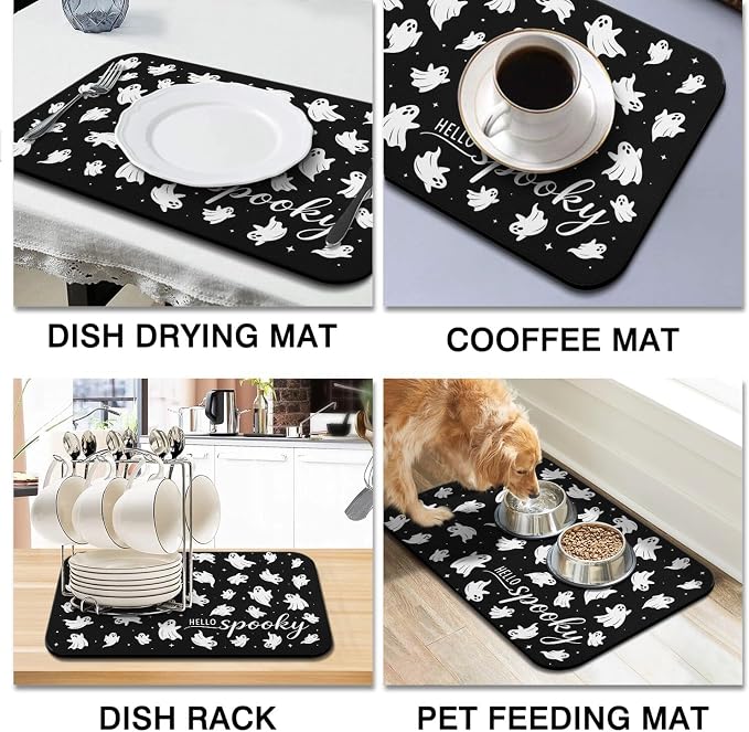 Fun Coffee Mat 23inx15in,Coffee Bar Mat for Countertops,Absorbent Hide Stain Anti-Slip Coffee Bar Accessories Fit Under Coffee Machine Mat,dish Drying Mats for Kitchen