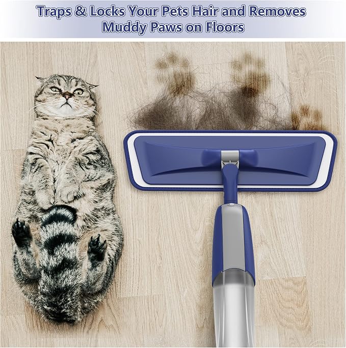 Spray Mops for Hardwood Floor Cleaning: Wet Mops with 2 Refillable Bottles | 4 Washable Reusable Pads for Swiffer Powermop, Floor Mop Multi-purpose, Commercial Dust Mops, for Tile Wood Laminate Vinyl