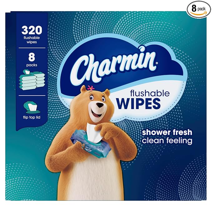 Charmin Flushable Wipes, 320 Total Wipes (8 Packs of 40)
