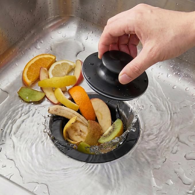 LQS Kitchen Sink Garbage Disposal Flange and Sink Stopper, fit 3-1/2 Inch Standard Sink Drain Hole Color Black