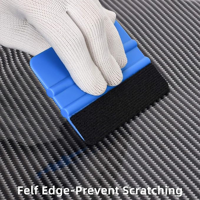 Durable Black Felt Edge Vinyl Squeegee Tool 4-Inch (Pack of 3) | Car Vinyl Film Wrapping Decal Window Tint Work, Professional Scratch Free Squeegee