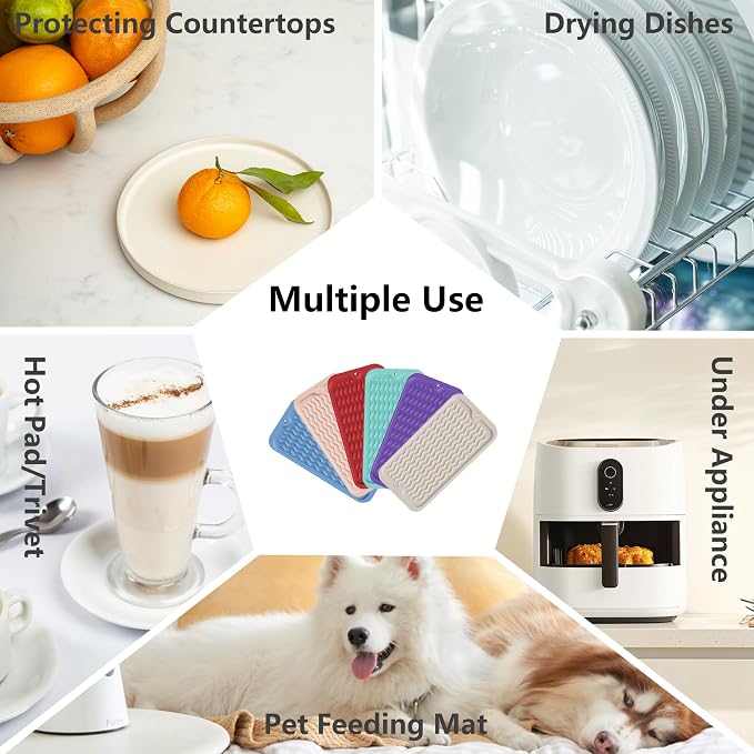 ZLR Silicone Sink Caddy Tray (6" x 12" / 153 x 305mm) - Narrow Sponge Holder for Kitchen Counter - Waterproof Dish Drying Mat, Non-Slip Soap Dispenser Mat & Bathroom Vanity Organizer (Meadow Violet)