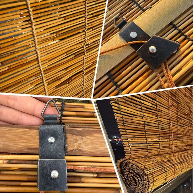 Cordless Privacy Screen Bamboo Roller Blind, Natural Reed Shades For Patio Outdoor, Bamboo Blind Light Filtering With Lift, Custom sizes 10" 20" 27" 30" 34" 38" 45" 49" 50" 55" 63" 68" 72" 77"(W46"x H