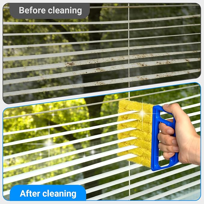 3pcs Window Blind Cleaner Duster Tool,2026 New Cleaning Tools,7 Fingers Washable Microfiber Dusters for Cleaning,Crevice Cleaning Brush, Duster for Venetian Blinds & Air Conditioner Vents（Blue