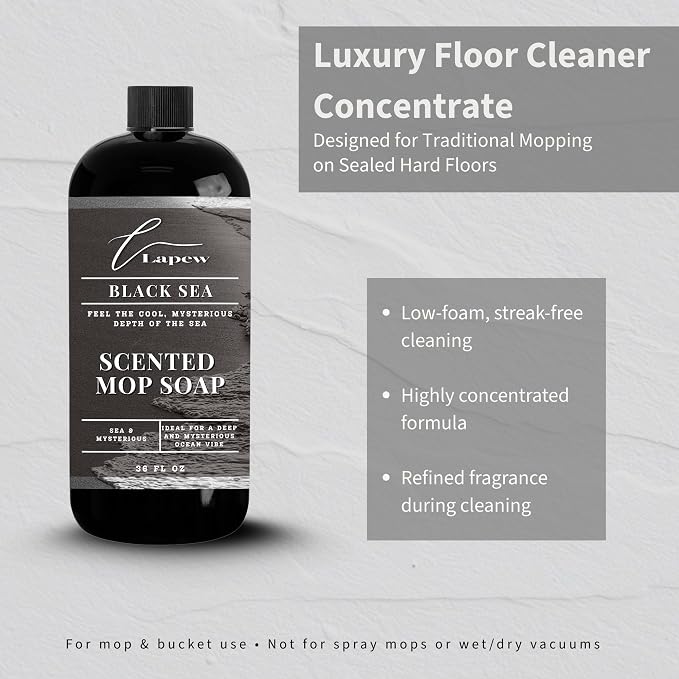 Lapew Black Sea Scented Mop Soap - Luxury Floor Cleaner Concentrate for Mopping Tile, Laminate, Vinyl & Hardwood | Streak-Free, Low-Foam | 36 oz