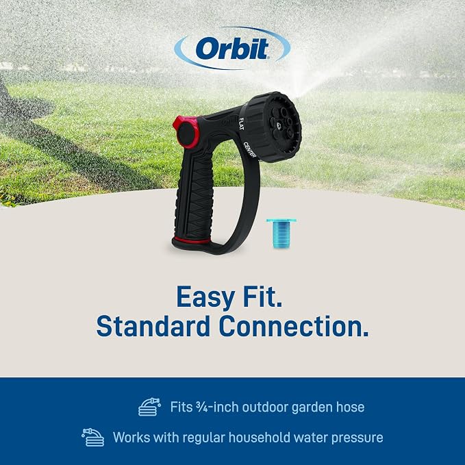Orbit 58993 7-Pattern Watering Nozzle with Thumb Control, Black