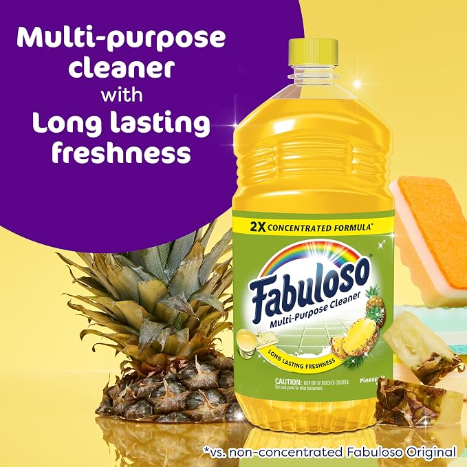 Fabuloso Multi-Purpose Cleaner, 2X Concentrated Formula, Floor Cleaner, Pineapple Scent, 56 fl oz