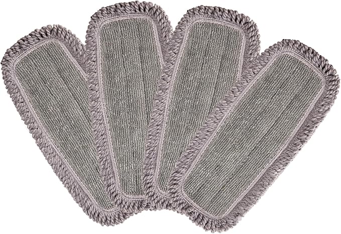 CLEANHOME Microfiber Mop Pads, 4 Pieces | Fit CLEANHOME Dust Mop: B09PBPGSJ3, For Floor Cleaning, Twisted Microfiber Replacement Pads