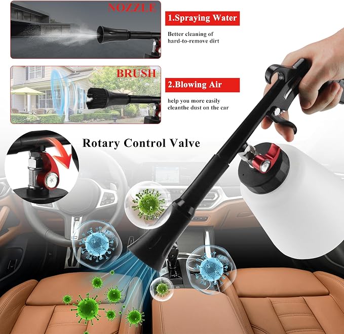 HANDY Tornado Air Cleaning Gun Powerful Air Blast for Dust & Dirt Removal | Car Blow Gun 80-160PSI High Pressure 2 Nozzles Surface Cleaning Tool