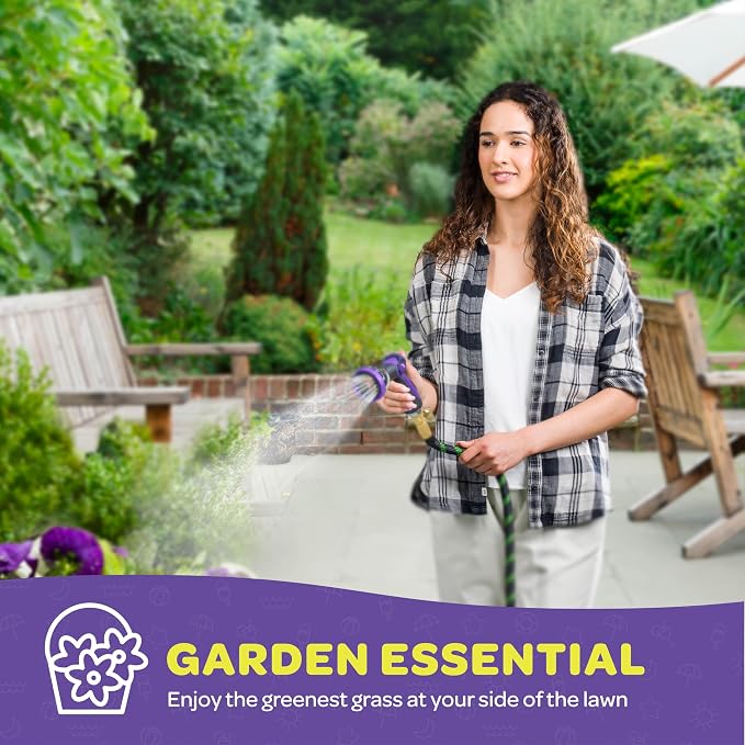 Hose Nozzle [Purple] Heavy Duty Hose Sprayer With 10 Adjustable Watering Patterns. Thumb Control Design, Comfortable Ergonomic Grip, Garden Hose Nozzle for Watering Plants & Lawns/Fun showers/Cleaning