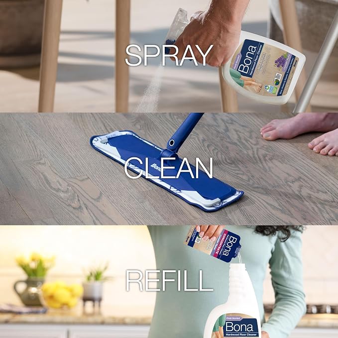 Bona® Hardwood Floor Cleaner Spray - 32 fl oz - Lavender Thyme - Includes Filled Bottle + Concentrate Refill for Hardwood Floor Cleaning