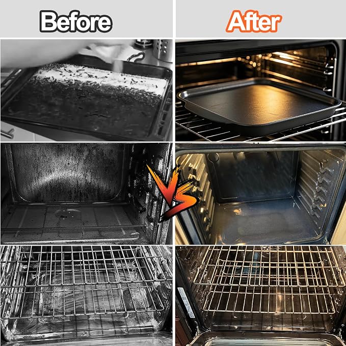 XANGNIER Heavy Duty Oven Cleaning Tools Kit,Oven Cleaner Brush Accessories | 1pcs Crevice Cleaning Brush,1pcs Razor Blade Scraper,1pcs Pumice Stone,1pcs Steel Wool Scrubber,2pcs Scrub Sponges
