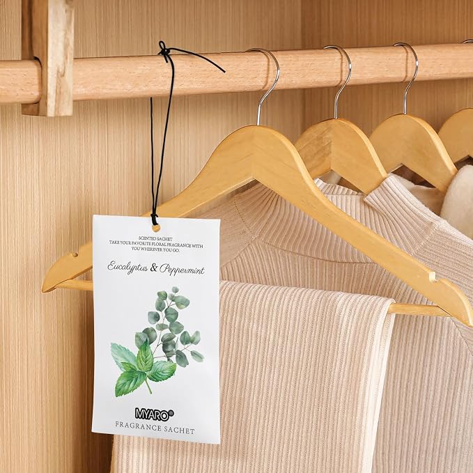 MYARO 12 Packs Eucalyptus Mint Scented Sachets for Drawer and Closet, Long-Lasting Closet Sachet Bags Drawer Deodorizers Fresh Scents, Home Fragrance Air Freshener