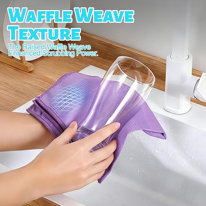 JOYMOOP Microfiber Waffle Weave Cleaning Cloth,Highly Absorbent Kitchen Towels,Quick Drying Lint Free Dish Towels for Kitchen,6 Pack, Mixed Color, 15.7×15.7inch