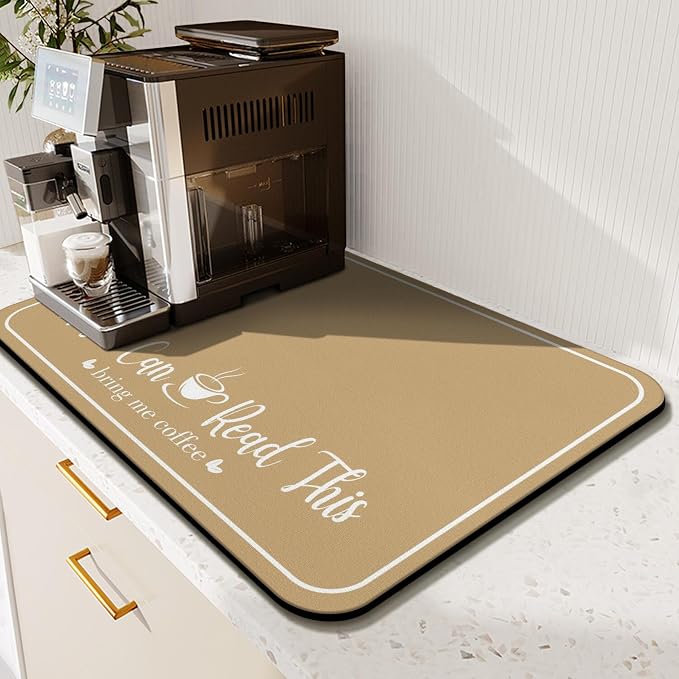 Coffee Bar Mat for Countertops 23inx15in,Absorbent Hide Stain Anti-Slip Cafe Bar Accessories Fit Under Coffee Machine Mat,dish drying mats for kitchen