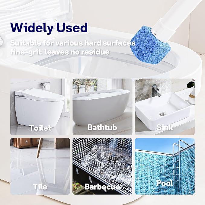 8 Pack Pumice Stone Toilet Bowl Set with 18 in Extra Long Handle,White Holder Case,Pumice Stone for Cleaning, for Cleaning Toilets, Bathtubs, Grills, Swimming Pools, Sinks