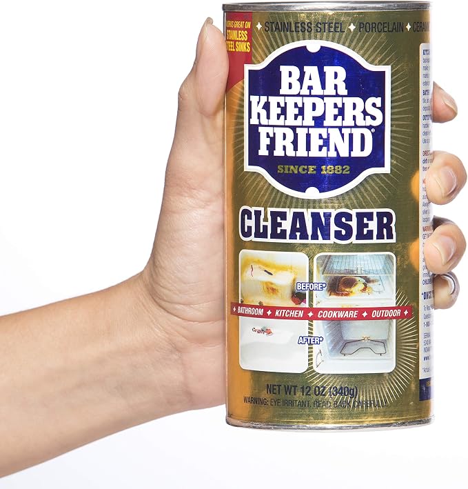Bar Keepers Friend Powder Cleanser (12 oz - 4-pack) - Multipurpose Cleaner & Stain Remover - Bathroom, Kitchen & Outdoor Use - For Stainless Steel, Aluminum, Brass, Ceramic, Porcelain, Bronze and More
