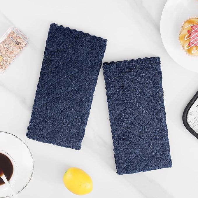 Homaxy 18 Pack Dish Towels for Kitchen (10 x 20 Inches, Navy Blue), Super Soft and Absorbent Coral Velvet Dish Cloths for Washing Dishes, Nonstick Oil Fast Drying Microfiber Cleaning Cloth