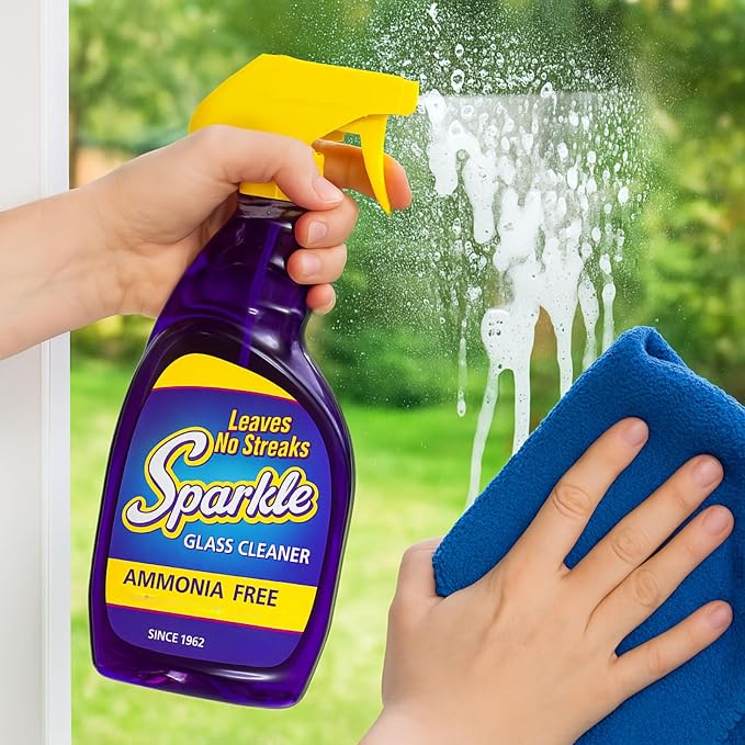 Sparkle Glass Cleaner Refill 1 Gallon (128 Fl Oz) – Ammonia-Free Heavy Duty Streak-Free Formula for Windows, Mirrors & Glass (Pack of 1)