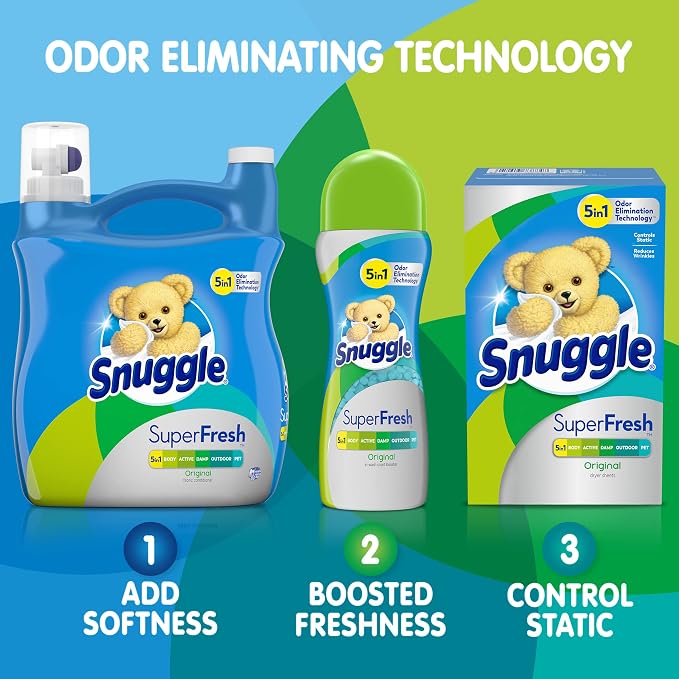 Snuggle Plus SuperFresh Fabric Softener Dryer Sheets with Static Control and Odor Eliminating Technology, Original, 200 Count (Pack of 2)