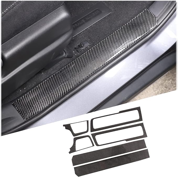 Car Door Sill Scuff Plate Trim Panel, Car Door Entry Guards, Threshold Strip, Door Sill Guard for Honda Pilot 2015-2019, Carbon Fiber (Built-in Door Sill Sticker)