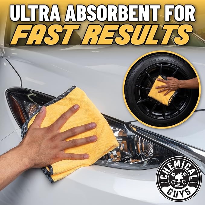 Chemical Guys Professional Grade Premium Microfiber Towels for Cars,Gold,16" x 16",Ultra-Soft and Scratch-Free Car Detailing Cloths for Trucks,Motorcycles,and More,(Pack of 6)