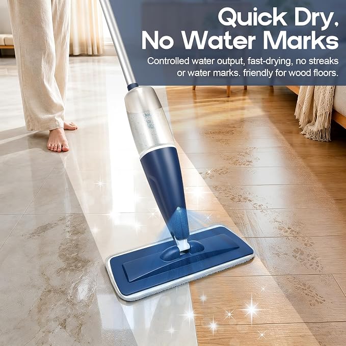 CLDREAM Microfiber Spray Mop for Hardwood Tile Floors Dust Cleaning | 3 Microfiber Washable Pads| 23.6oz Refillable Bottle|Dry Wet Use Mops with Sprayer for Home Kitchen Tile Wood Vinyl Laminate