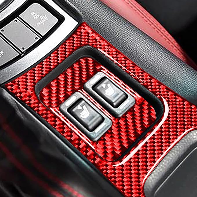 Car Accessories Central Armrest Cover Trim Stickers Compatible with Subaru BRZ 2016 2017 2018 2019 2020 Red Real Carbon Fiber Center Control Panel Interior Decals Type-B