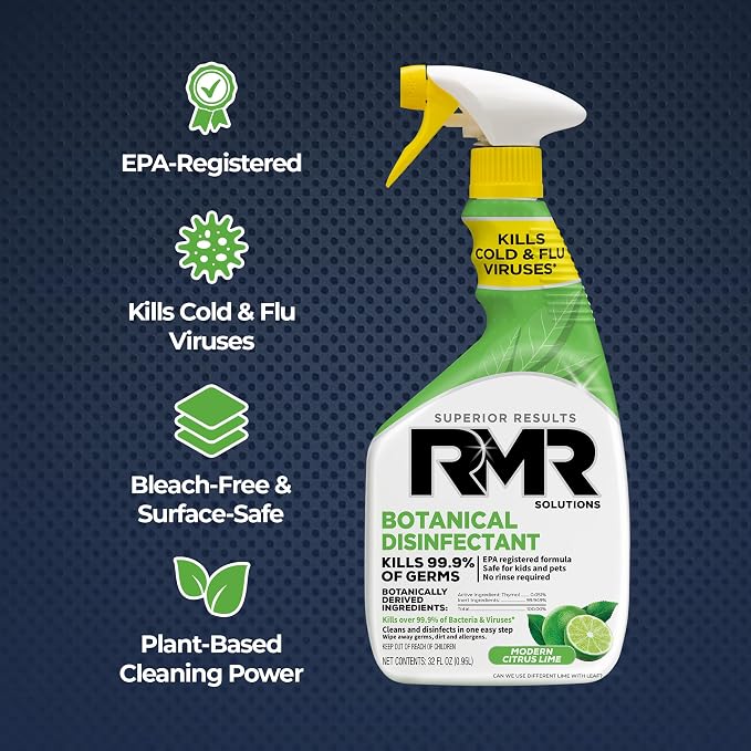 RMR Fresh Start System – Xtreme Soap Scum Remover + EPA-Registered Botanical Disinfectant Cleaner, Bathroom Cleaning & Disinfecting Bundle for Shower, Tub, Tile & Surfaces, 2–32 Oz Bottles