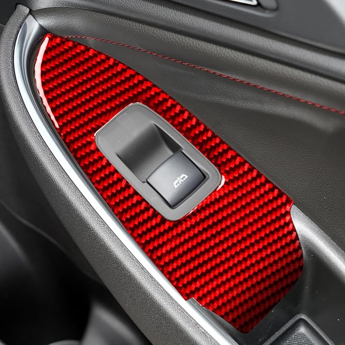 Real Carbon Fiber Trim for Chevy Malibu 9th Gen Accessories | for 2016-2024 Window Lift Button Panel Cover Sticker Interior Thick Overlay Decal