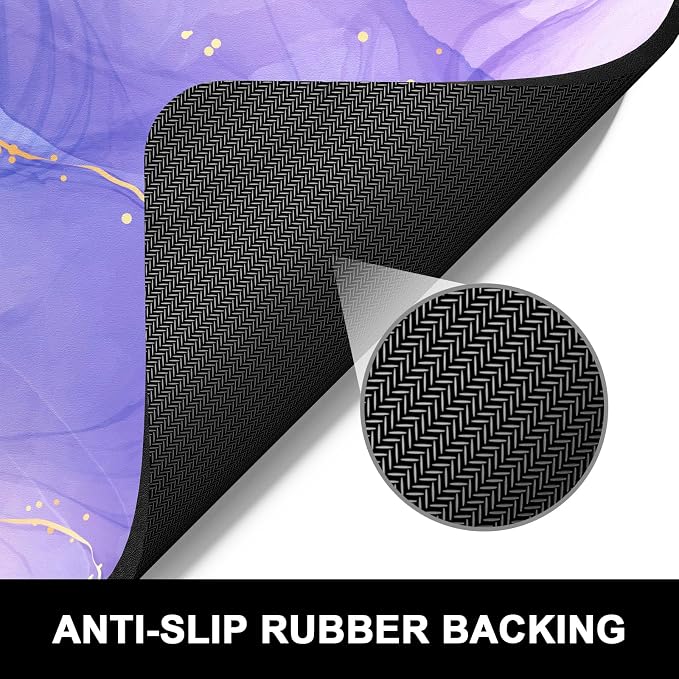 Rnivvi Dish Drying Mat for Kitchen Counter, 16 x 18" Cute Marble Theme Absorbent Heat Resistant Drying Pad with Non-slip Rubber, Coffee Bar Mats for Coffee Machine Dish Rack Kitchen Decor, Purple