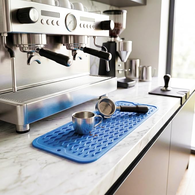 MicoYang Silicone Dish Drying Mat for Multiple Usage,Easy clean,Eco-friendly,Heat-resistant Silicone Mat for Kitchen Counter,Sink,Bar,Bottle,or Cup Lichen Blue M 17 inches x 6 inches