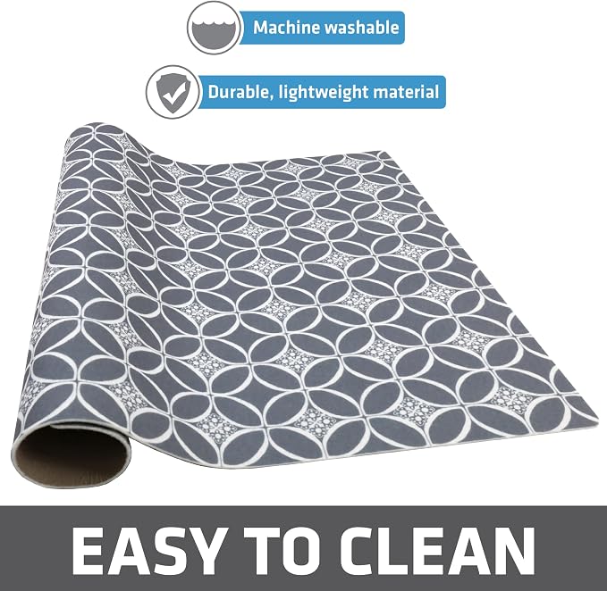 Drymate Jumbo XL Dish Drying Mat (19”x24”), Low-Profile, Super Absorbent, Quick Dry Fabric, Waterproof & Slip-Resistant, for Kitchen Counter, Trimmable, Easy to Clean (USA Made)(Indigo Grey)