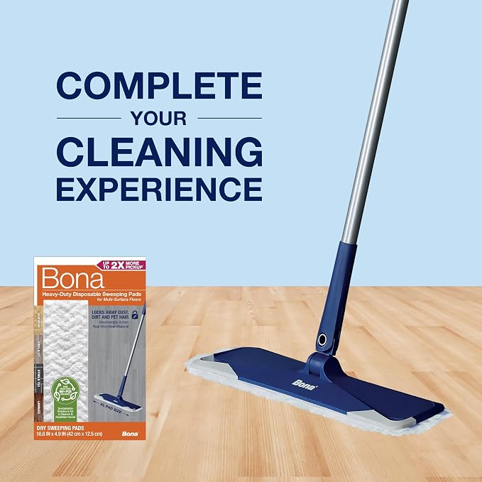 Bona Sweeping Pads for Multi-Surface Floors - Heavy-Duty & Disposable XL Microfiber Pads Sweep Away Dust, Dirt, & Pet Hair (Pack of 72)