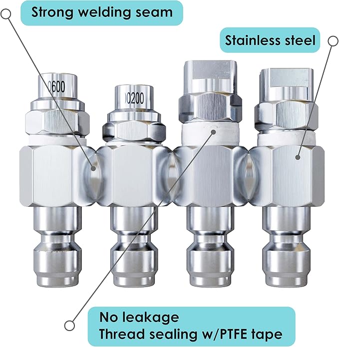 Jariko Jrod Pressure Washer Nozzle 7-8 GPM - High Pressure Hose Nozzle - 1/4" Quick Connect for Soft Wash System - 4 Way Pressure Washer - 4 Tip Soft Wash Nozzle - Pressure Washer Accessories