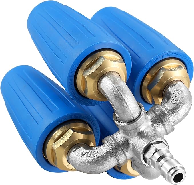 4-in-1 Turbo Nozzle Pressure Washer, 1/4" Quick Connect, 4-6 GPM | Quadruple Turbo Nozzle for Power Washer, 360° Rotating Turbo Nozzle Tip, 2.0 Orifice, 4000 PSI
