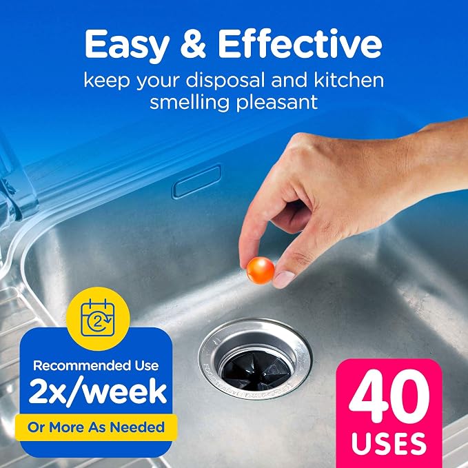 COMPAC HOME Plink Garbage Disposal Cleaner and Deodorizer, Air Fresheners for Garbage Disposal, Orange Scent, Home Cleaning Products for Kitchen Sink and Clogged Drains, Pack of 2-40 Count Total