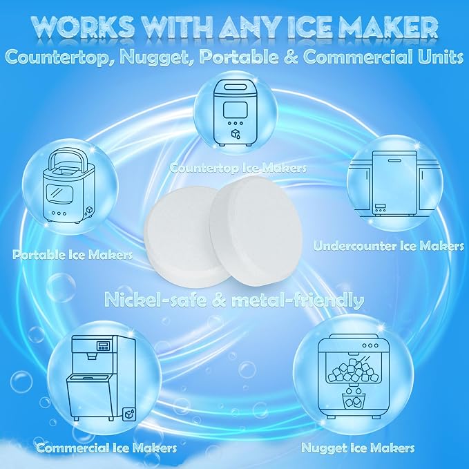 Ice Machine Cleaner Tablets – Ice Maker Cleaner & Descaler for Countertop, Nugget & Commercial Units – Citric Acid–Based – 36 Tablets (Up to 1.5-Year Supply) – Removes Limescale & Odors