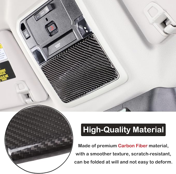 Aunginsy Car Roof Glasses Box Cover Decorative Sticker Compatible with Toyota Tundra/Sequoia 2022-2024 Real Carbon Fiber Car Roof Glasses Box Panel Trim Sticker Protection Cover Interior Accessories