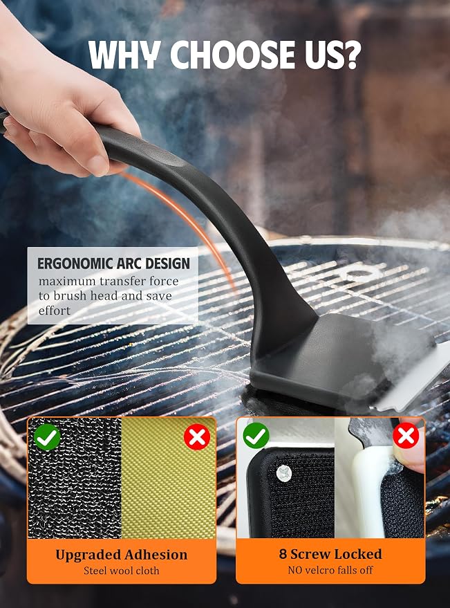 MEKER Grill Brush Bristle Replacement Pad, Ultra Safe Cleaning, Grill Cleaner Pad, Grill Brush Replacement Pad, 4 PCS