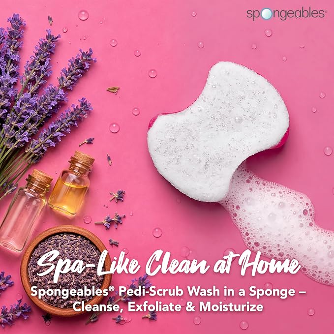 Spongeables Pedi Scrub Foot Exfoliating 20+ Wash Sponge, Lavender, 1 Count