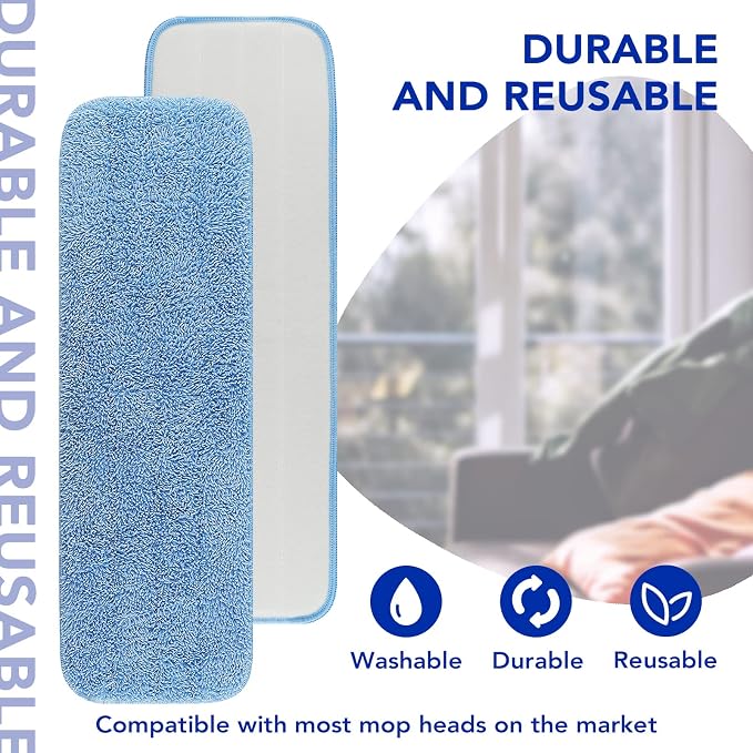 Replacement Microfiber Pad for Rubbermaid Commercial 18 Inch and 17 Inch Mop - 3 Pack Wet & Dry Commercial Cleaning Reusable Mop Refills Fit for Any Microfiber Flat