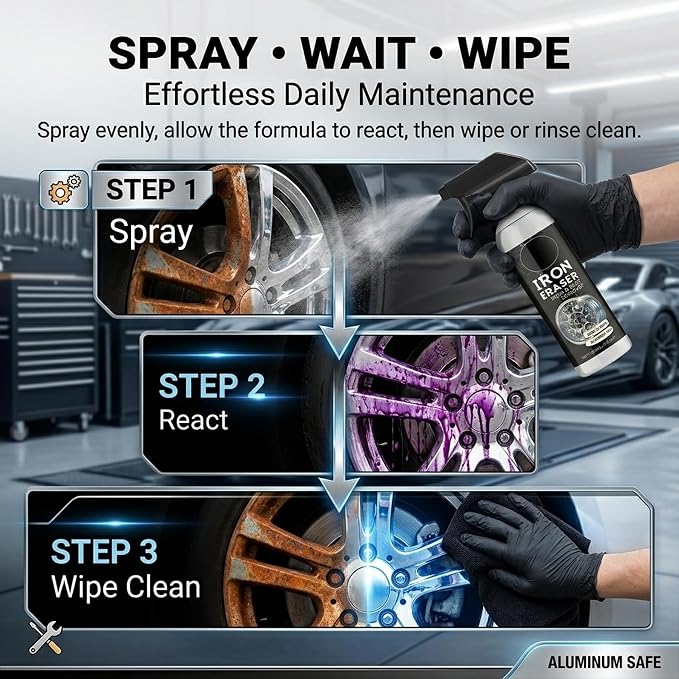 Rust Remover - Rust Remover Spray, Heavy Duty Rust Remover for Metal, Iron Eraser Iron and Rust Remover for Car Wheels, Bike Chains, Garden Tools & Iron Surfaces, Works on Steel Iron Chrome Aluminum | Professional Rust Remover for Metal, Iron Eraser Ir...